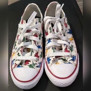 Converse Kids White Sneakers with Dinosaur Print